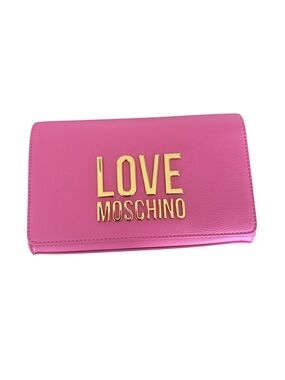 Love Moschino Pink Crossbody Clutch Bag Gold Logo Chain Strap NWT Barbiecore